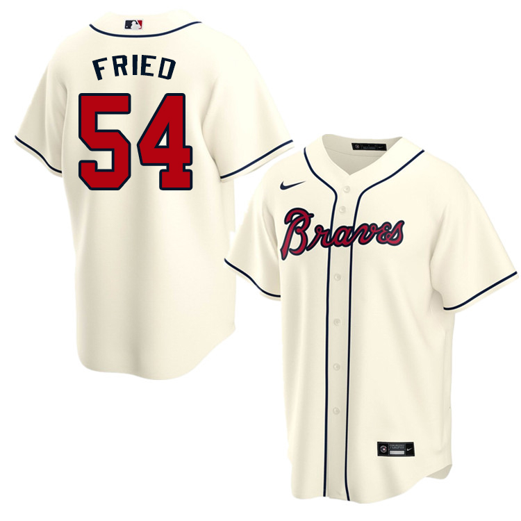 Nike Men #54 Max Fried Atlanta Braves Baseball Jerseys Sale-Cream